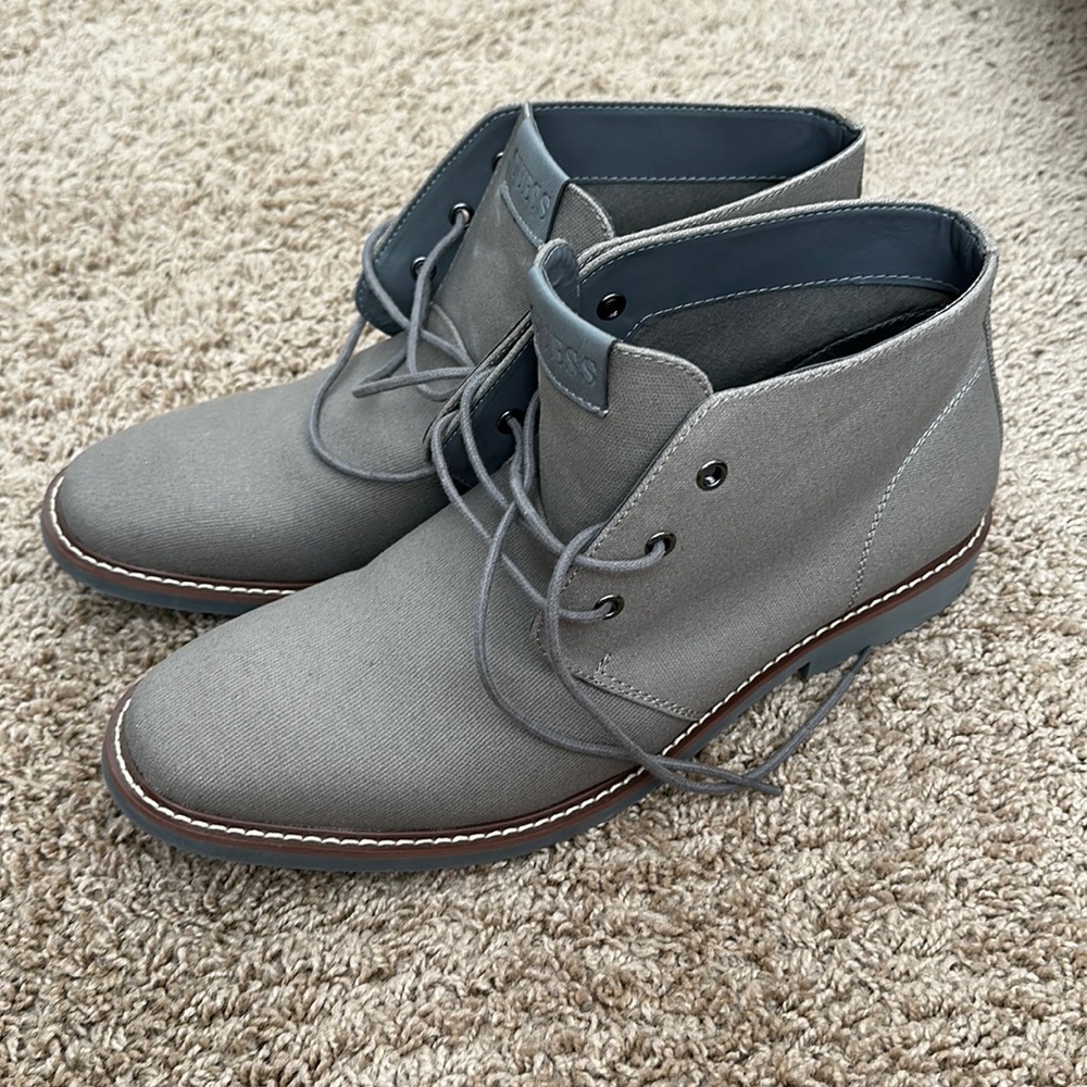 Gray canvas Guess boots